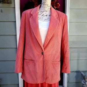 Herman Geist Vintage Corduroy Coral  Blazer Size 8